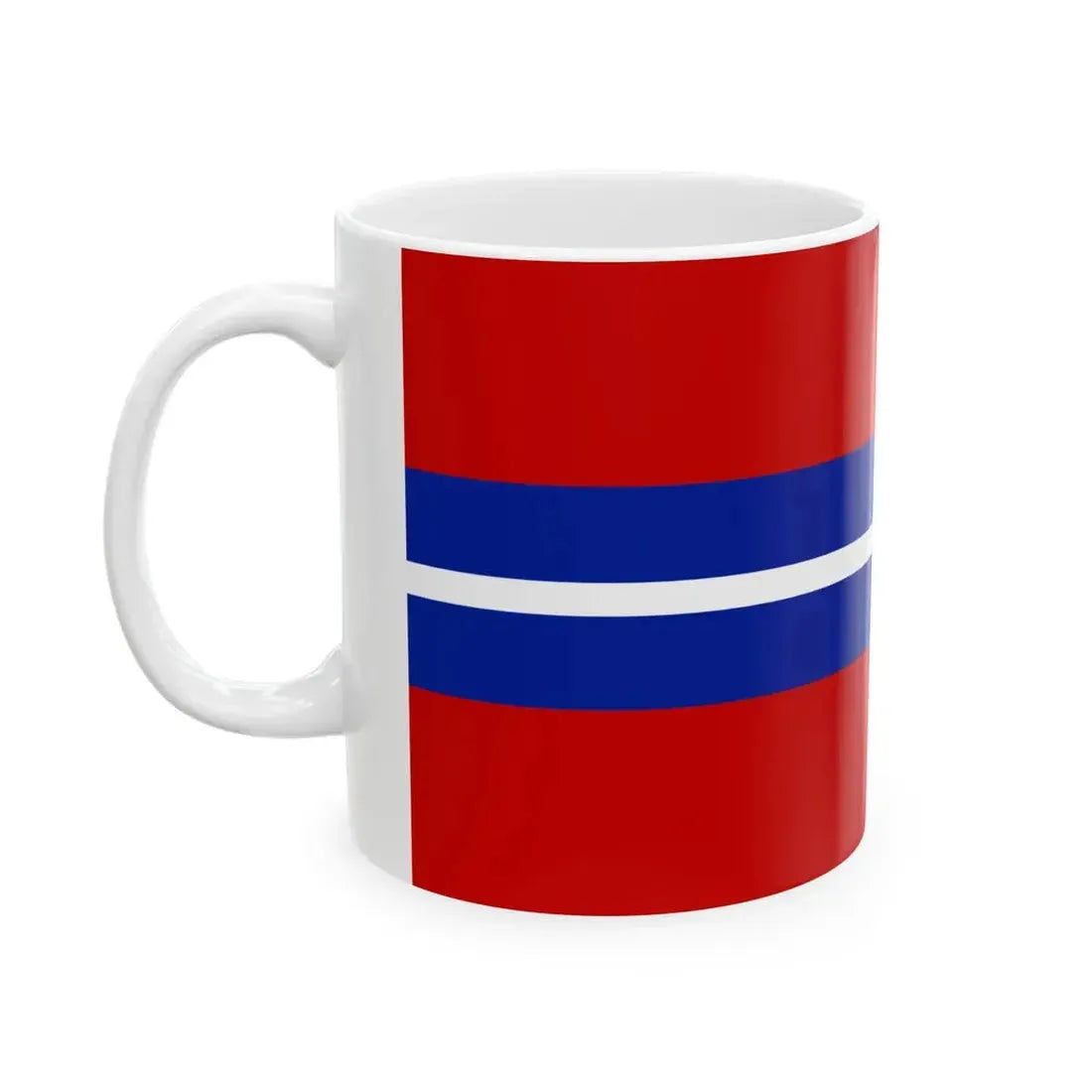Flag of the Kirghiz Soviet Socialist Republic 1952-1991 Flag of Kyrgyzstan 19911992 reverse (Kyrgyzstan) White Coffee Mug - Go Mug Yourself