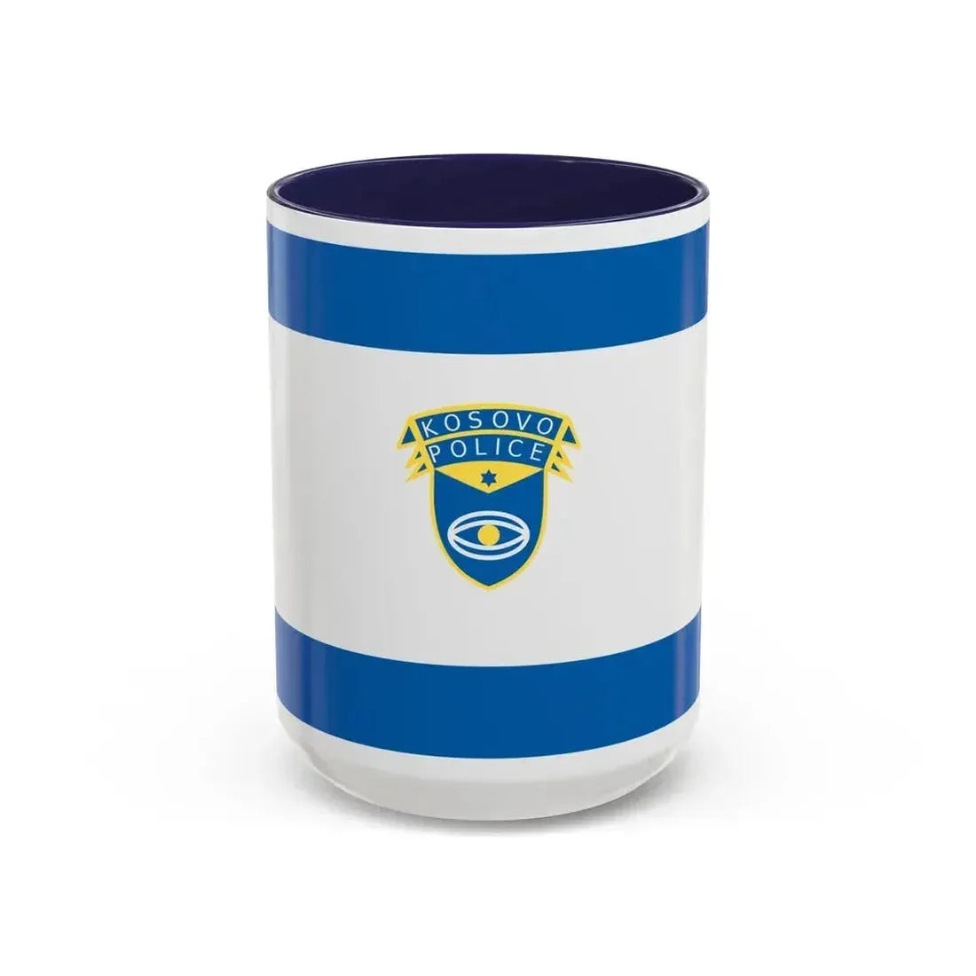 Flag of the Kosovo Police Service - Accent Coffee Mug 15oz Navy - Go Mug Yourself