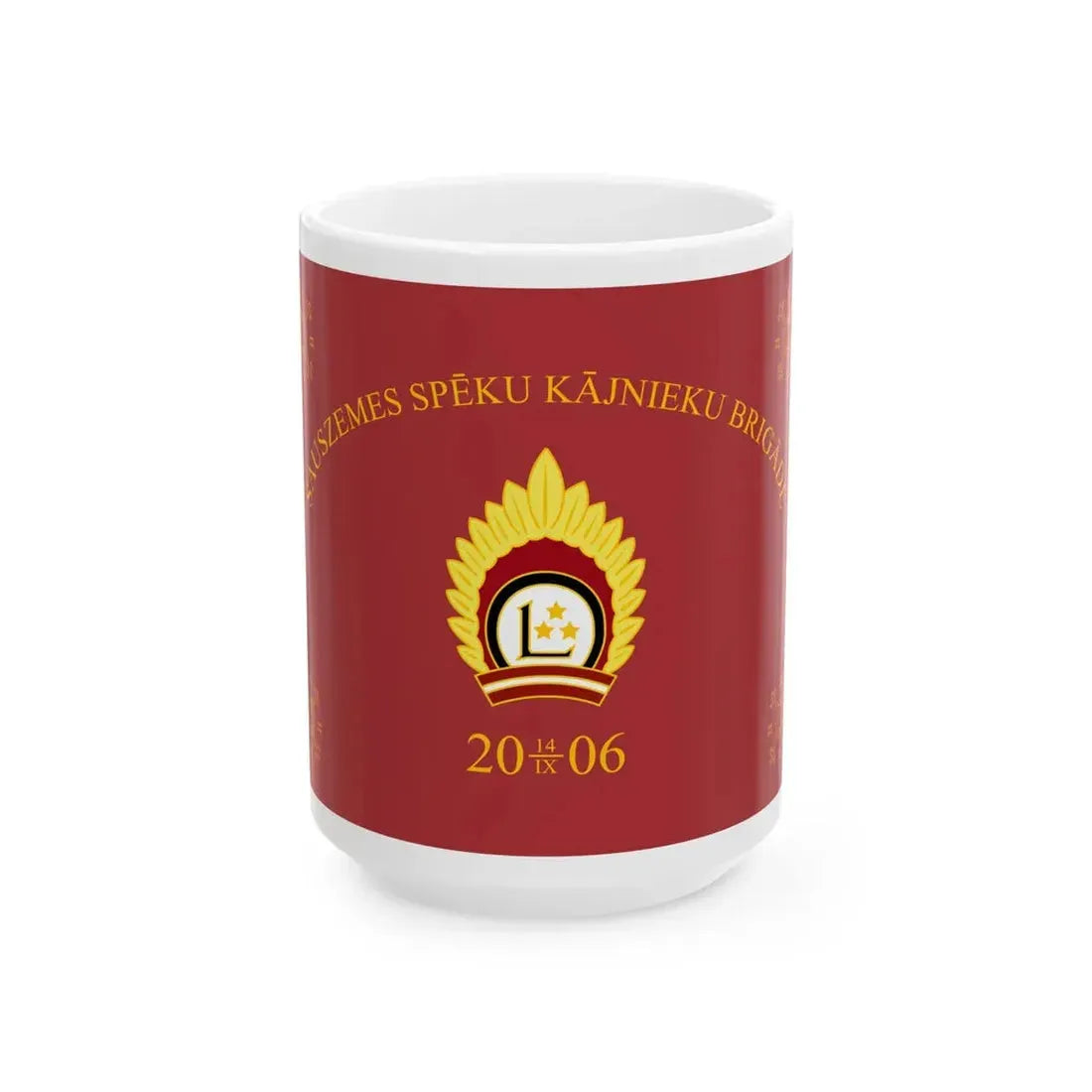 Flag of the Latvian Mechanized Infantry Brigade (Latvia) White Coffee Mug 15oz - Go Mug Yourself