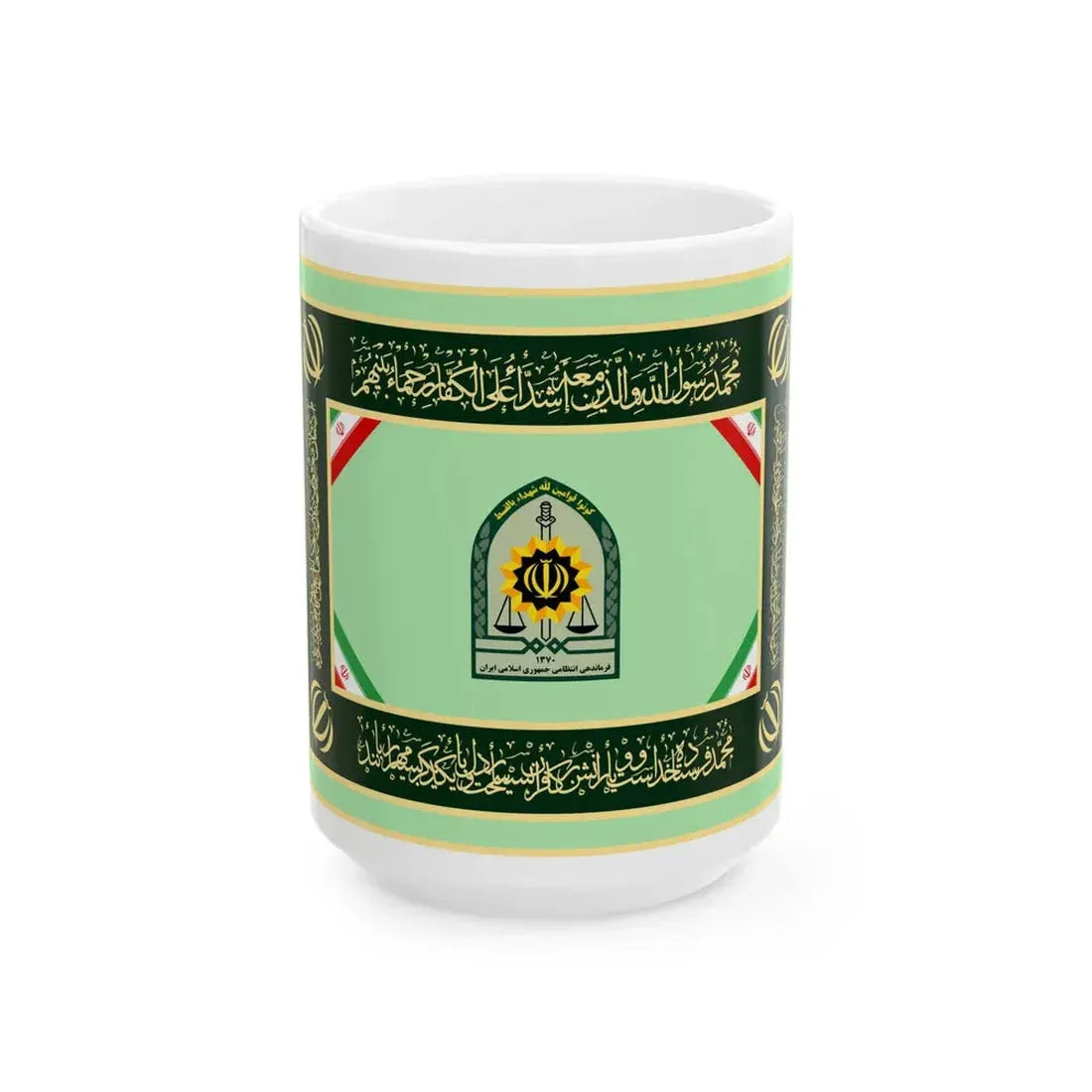 Flag of the Law Enforcement Force of the Islamic Republic of Iran (Iran) White Coffee Mug 15oz - Go Mug Yourself
