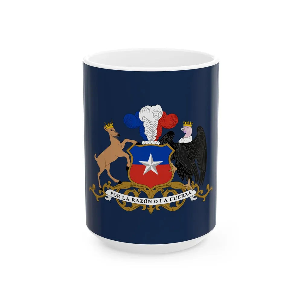 Flag of the Minister of Defence of Chile (Chile) White Coffee Mug 15oz - Go Mug Yourself