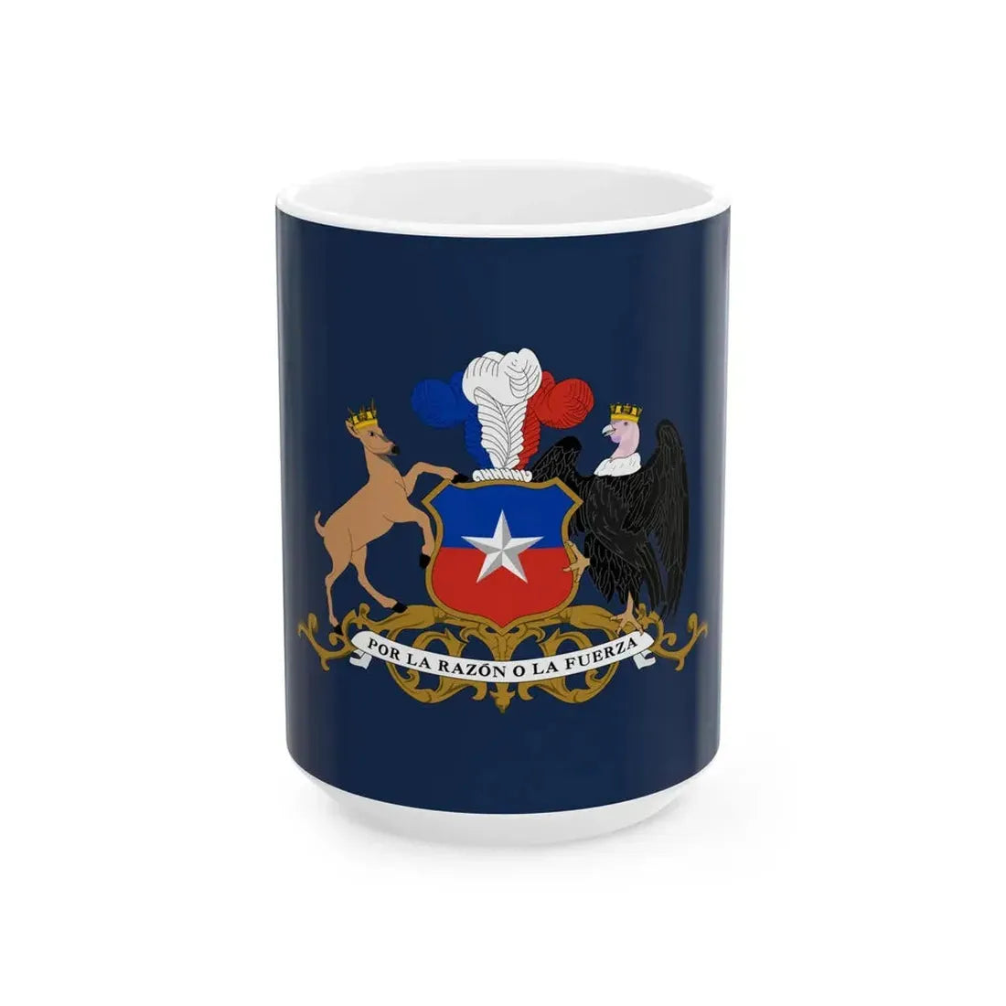 Flag of the Minister of Defence of Chile (Chile) White Coffee Mug 15oz - Go Mug Yourself