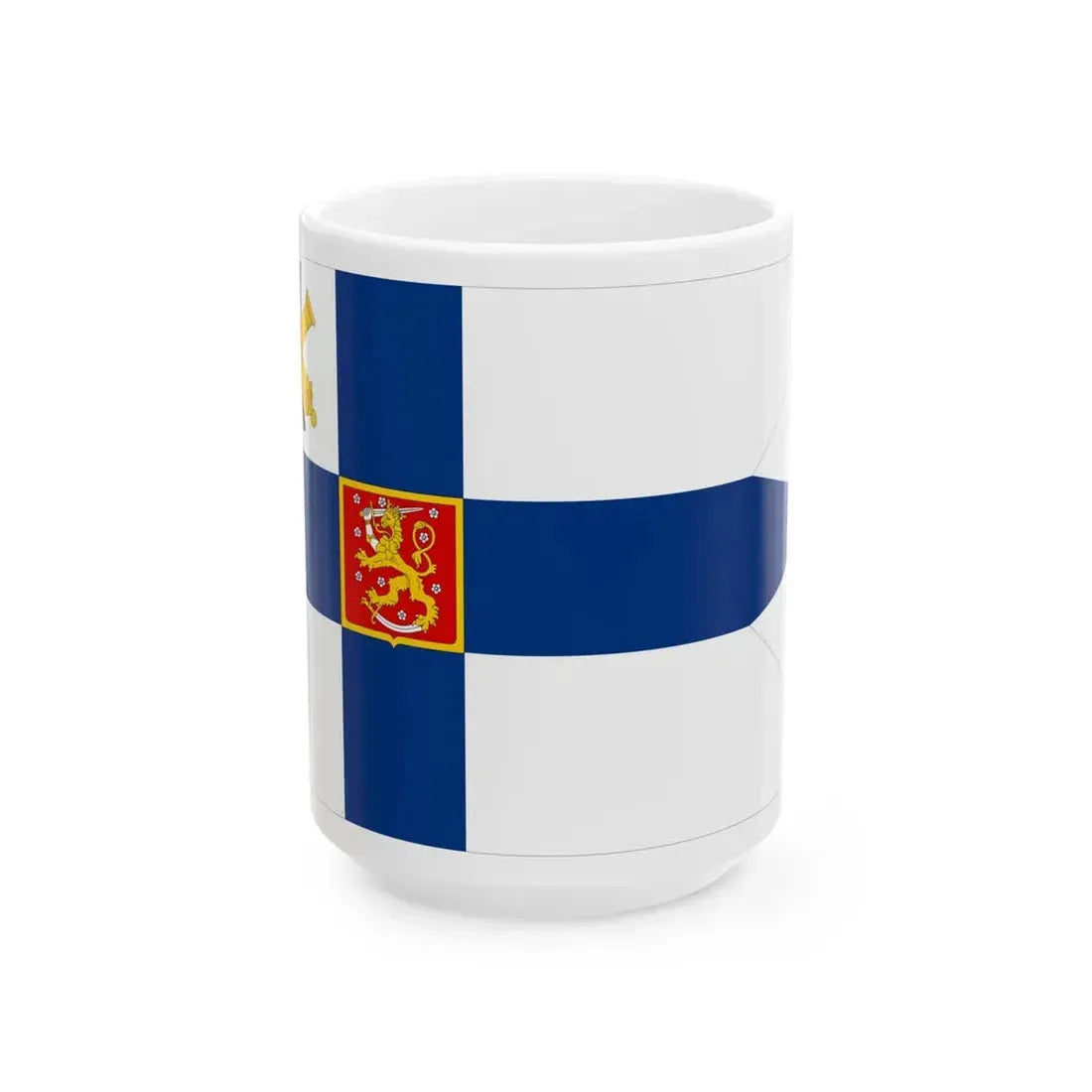 Flag of the Minister of Defence of Finland 1920-1971 (Finland) White Coffee Mug 15oz - Go Mug Yourself