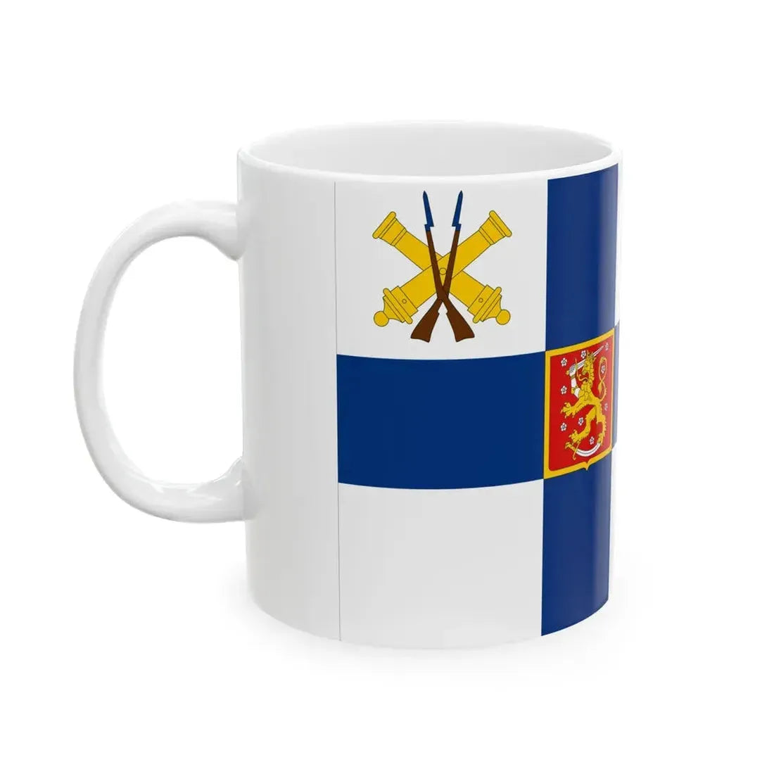 Flag of the Minister of Defence of Finland 1920-1971 (Finland) White Coffee Mug - Go Mug Yourself