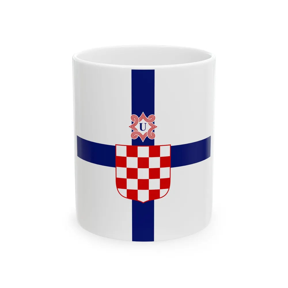 Flag of the Minister of the Armed Forces of the Independent State of Croatia (Croatia) White Coffee Mug 11oz - Go Mug Yourself