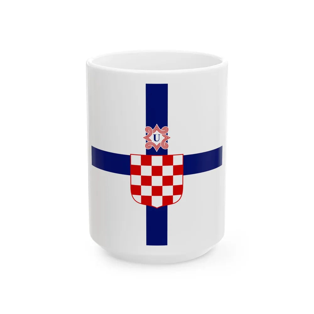 Flag of the Minister of the Armed Forces of the Independent State of Croatia (Croatia) White Coffee Mug 15oz - Go Mug Yourself
