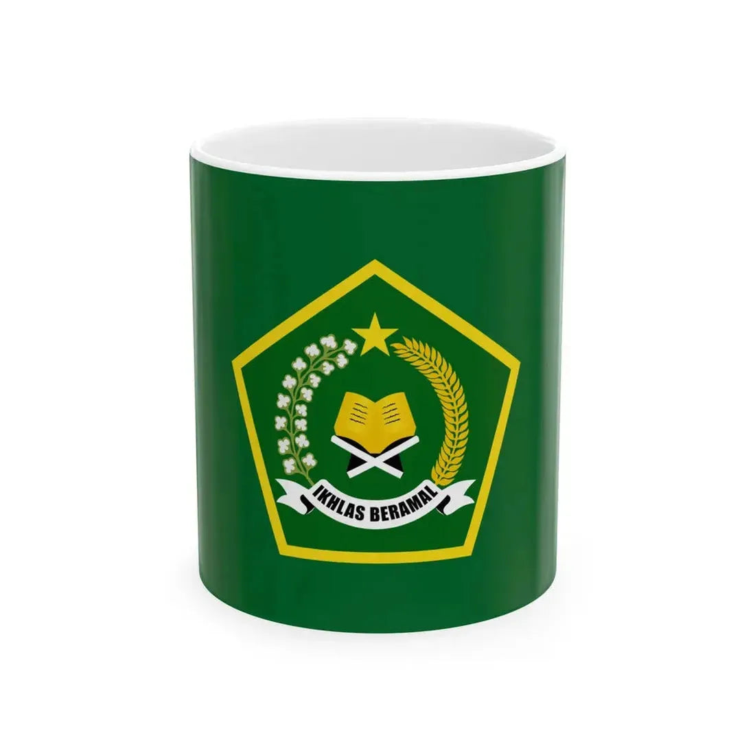 Flag of the Ministry of Religious Affairs of the Republic of Indonesia (Indonesia) White Coffee Mug 11oz - Go Mug Yourself