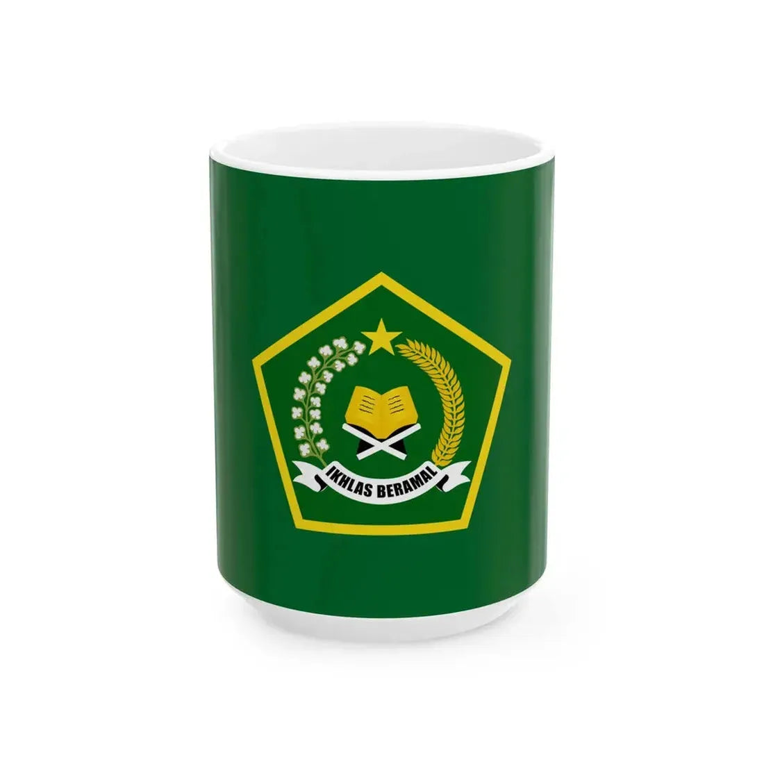 Flag of the Ministry of Religious Affairs of the Republic of Indonesia (Indonesia) White Coffee Mug 15oz - Go Mug Yourself