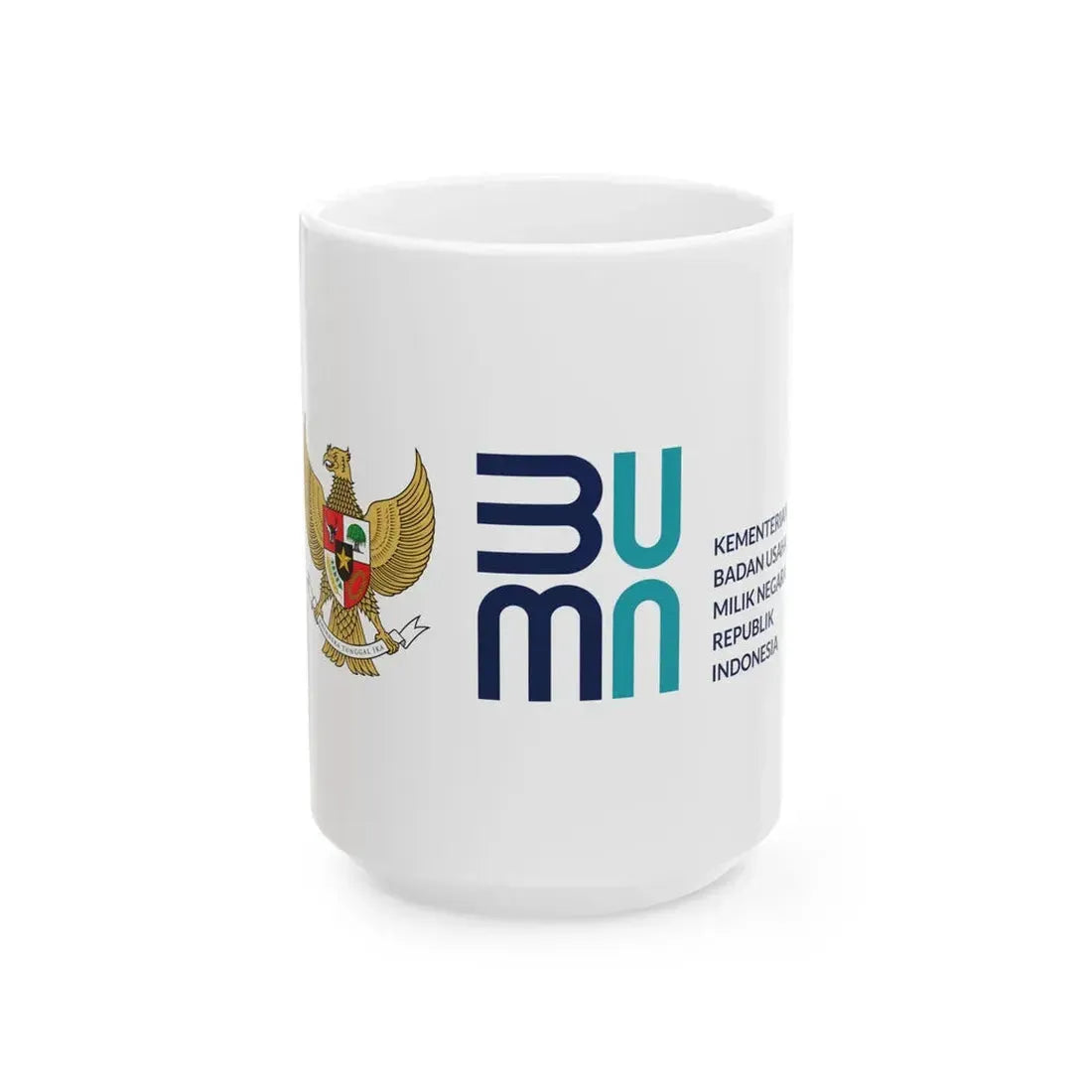 Flag of the Ministry of State Owned Enterprises of the Republic of Indonesia (Indonesia) White Coffee Mug 15oz - Go Mug Yourself