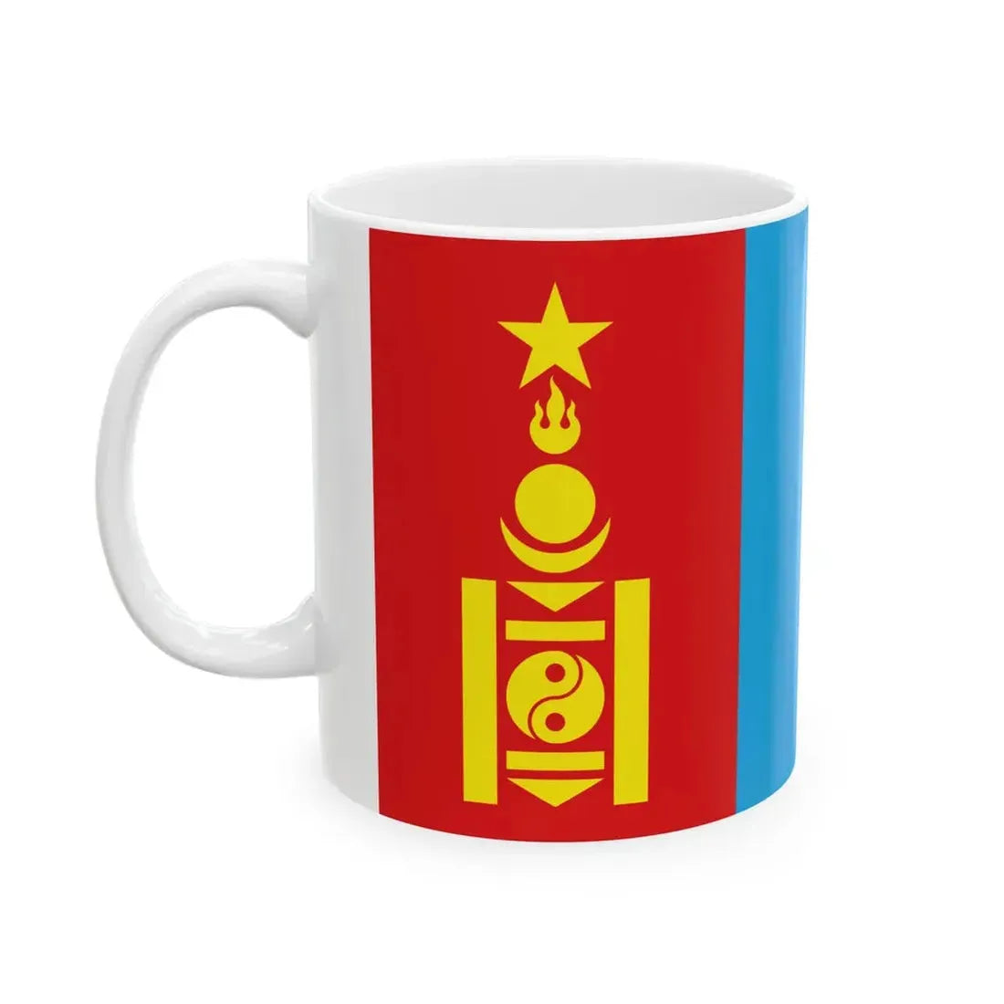 Flag of the Mongolian Peoples Republic 1945-1992 (Mongolia) White Coffee Mug - Go Mug Yourself