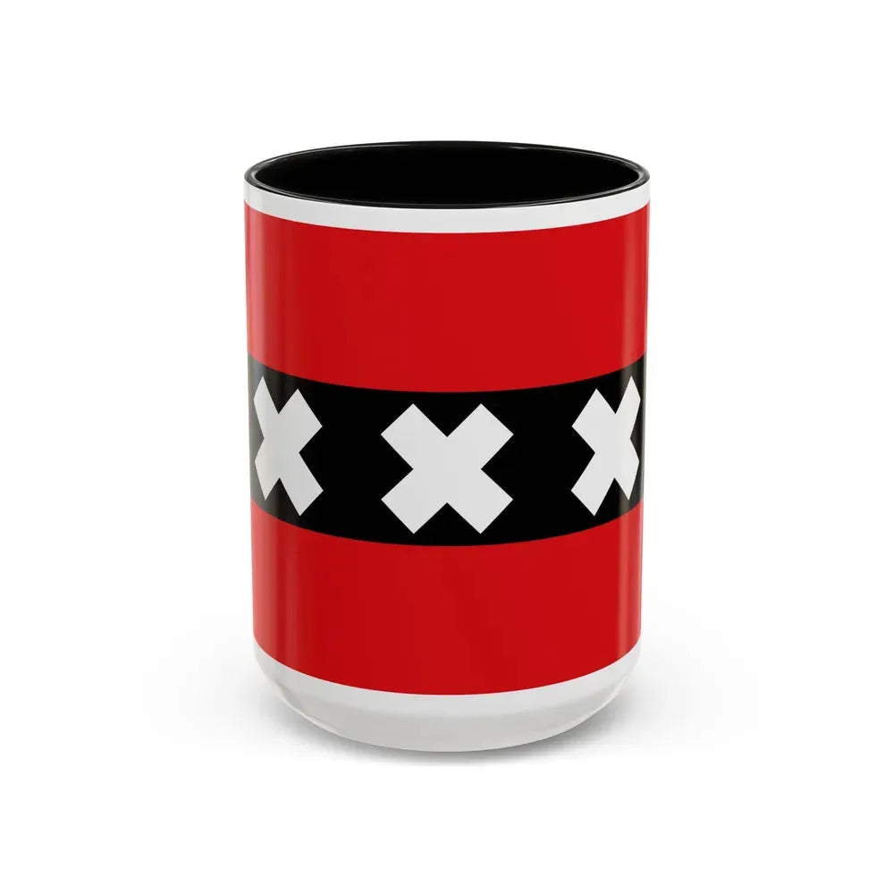 Flag of the national capital Amsterdam Netherlands - Accent Coffee Mug 15oz Black - Go Mug Yourself