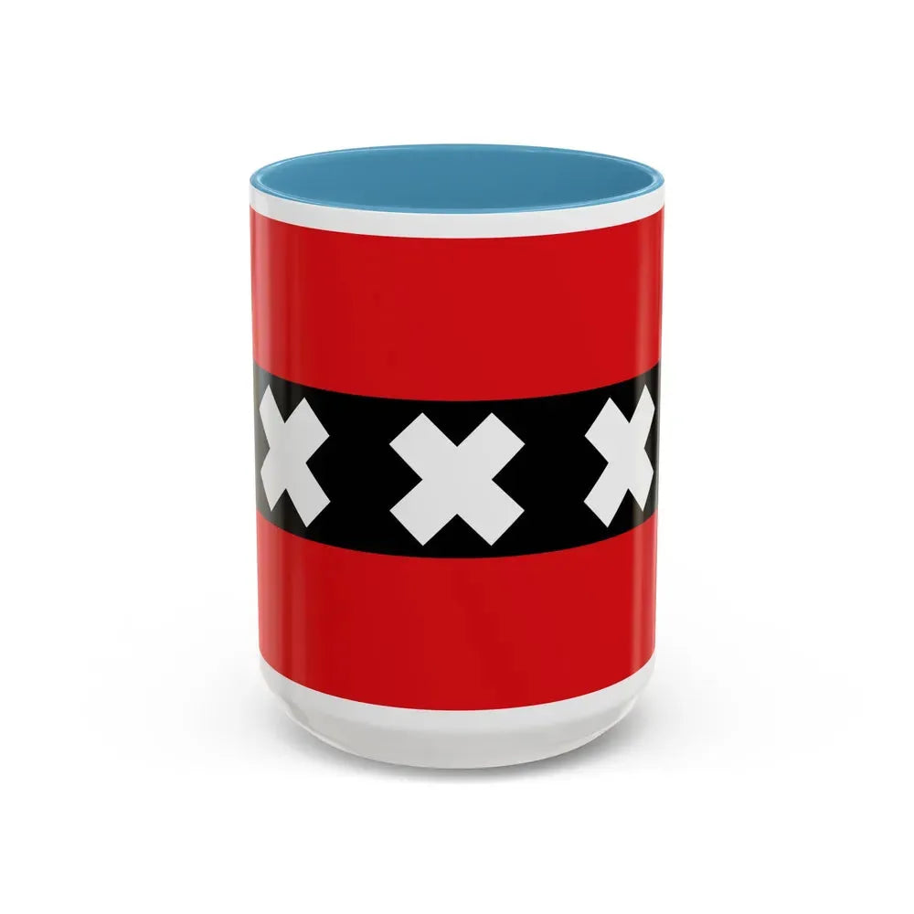 Flag of the national capital Amsterdam Netherlands - Accent Coffee Mug 15oz Light Blue - Go Mug Yourself