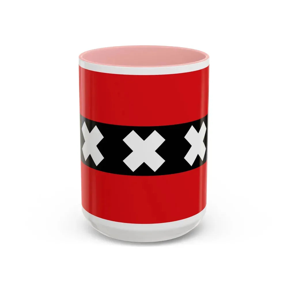 Flag of the national capital Amsterdam Netherlands - Accent Coffee Mug 15oz Pink - Go Mug Yourself