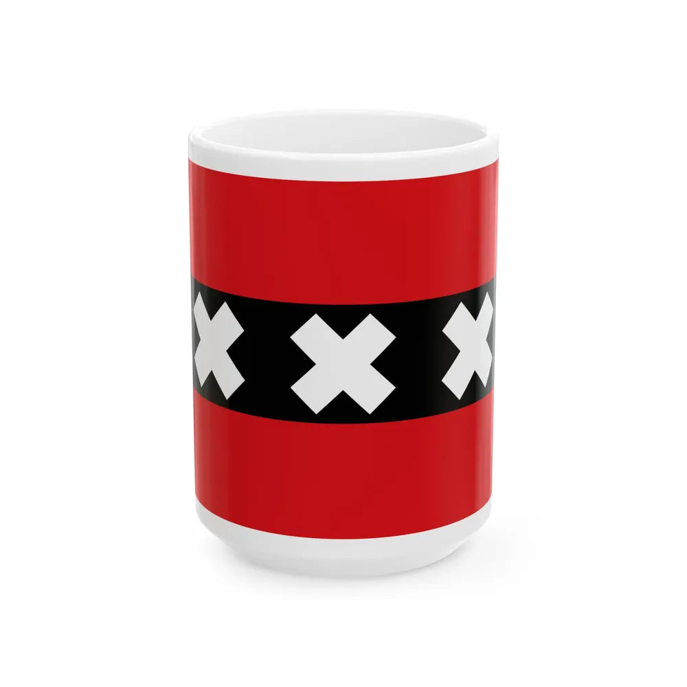 Flag of the national capital Amsterdam Netherlands - White Coffee Mug 15oz - Go Mug Yourself