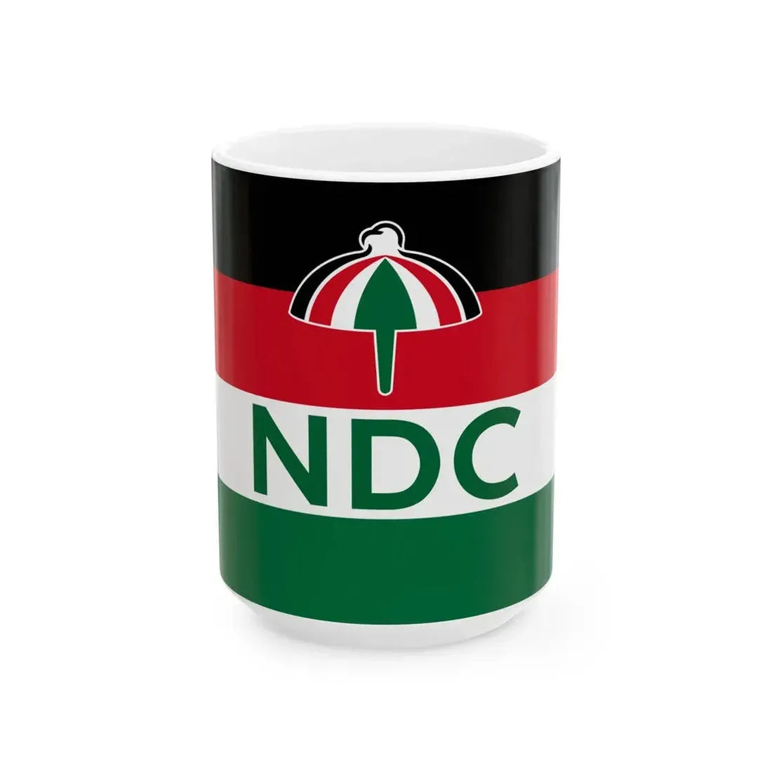 Flag of the National Democratic Congress Ghana (Ghana) White Coffee Mug 15oz - Go Mug Yourself