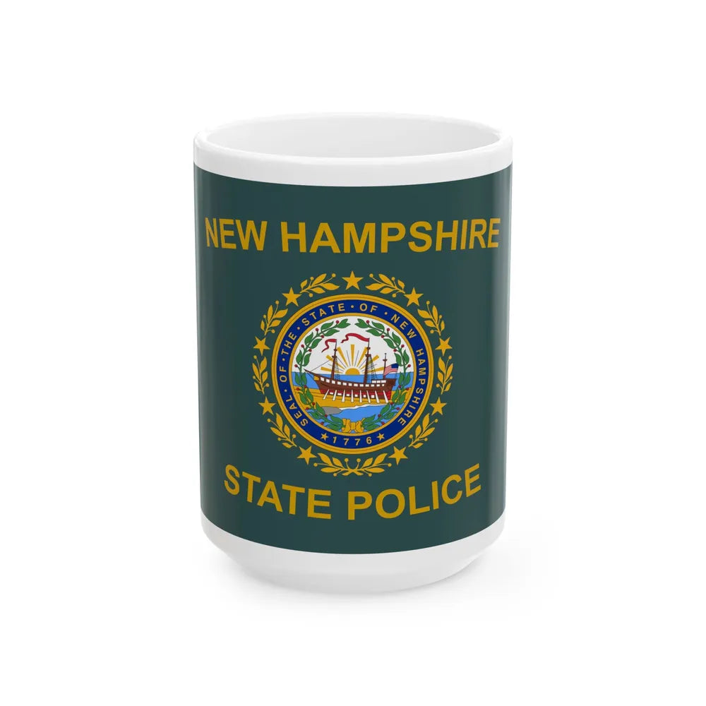 Flag of the New Hampshire State Police (United States) White Coffee Mug 15oz - Go Mug Yourself