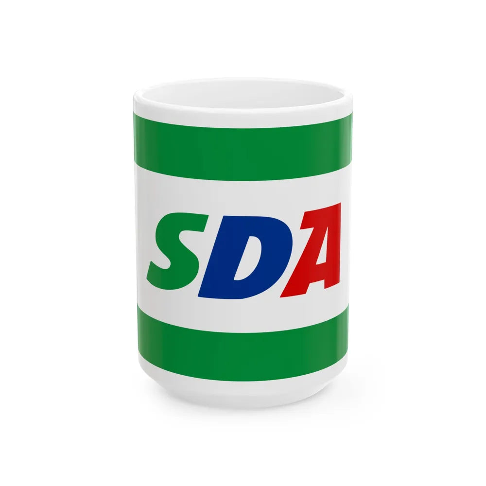 Flag of the Party of Democratic Action variant (Bosnia and Herzegovina) White Coffee Mug 15oz - Go Mug Yourself