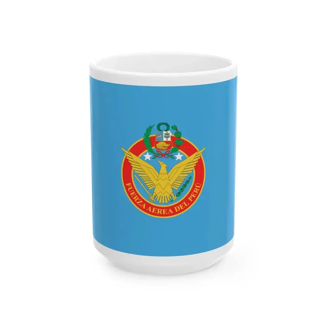 Flag of the Peruvian Air Force (Peru) White Coffee Mug 15oz - Go Mug Yourself