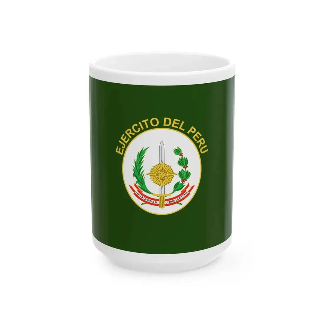 Flag of the Peruvian Army (Peru) White Coffee Mug 15oz - Go Mug Yourself