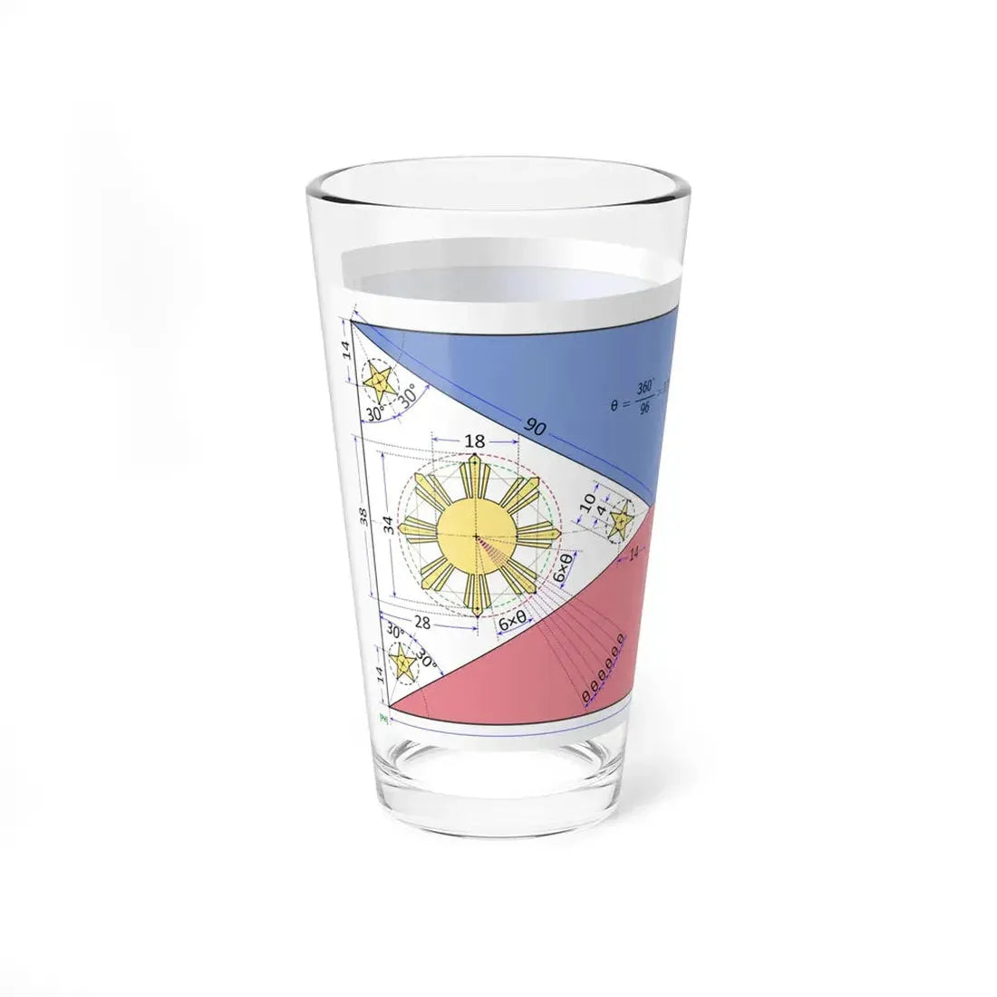 Flag of the Philippines construction sheet (Philippines) Pint Glass 16oz - Go Mug Yourself