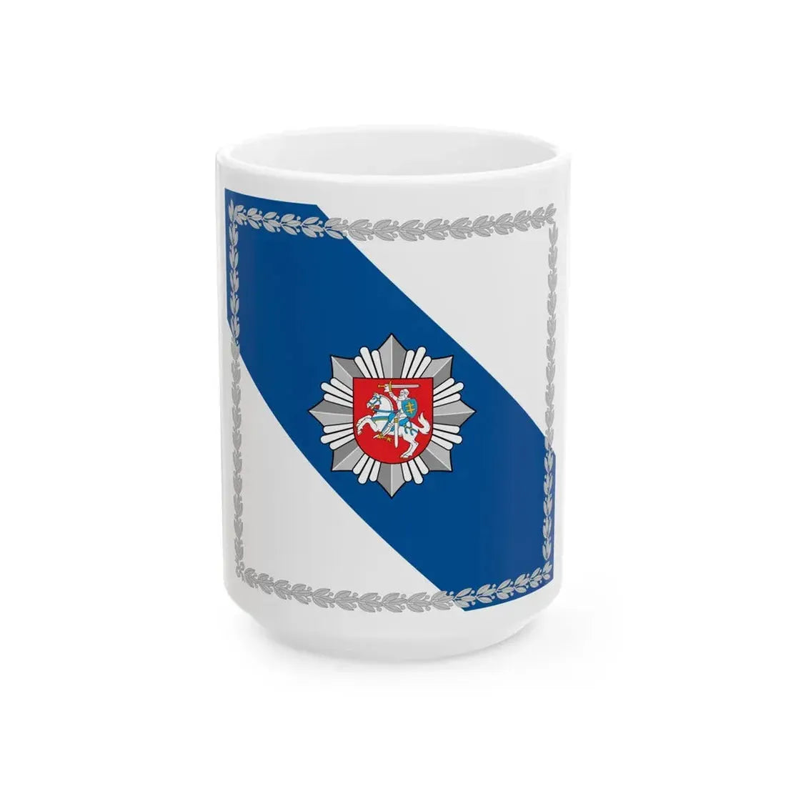 Flag of the Police of Lithuania (Lithuania) White Coffee Mug 15oz - Go Mug Yourself