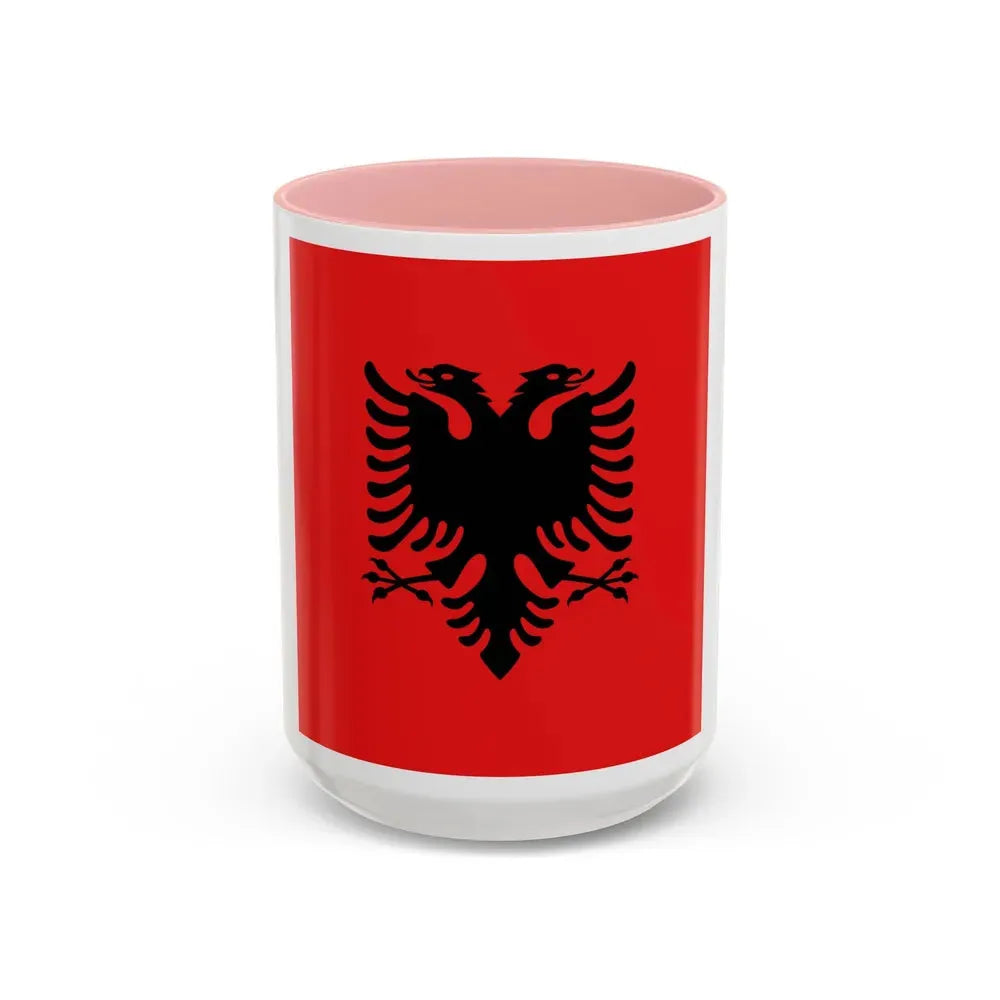 Flag of the President of Albania 1992 to 2002 - Accent Coffee Mug 15oz Pink - Go Mug Yourself