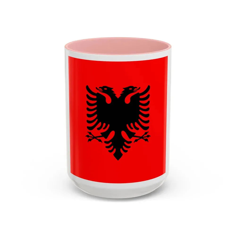 Flag of the President of Albania 2002 to 2014 - Accent Coffee Mug 15oz Pink - Go Mug Yourself