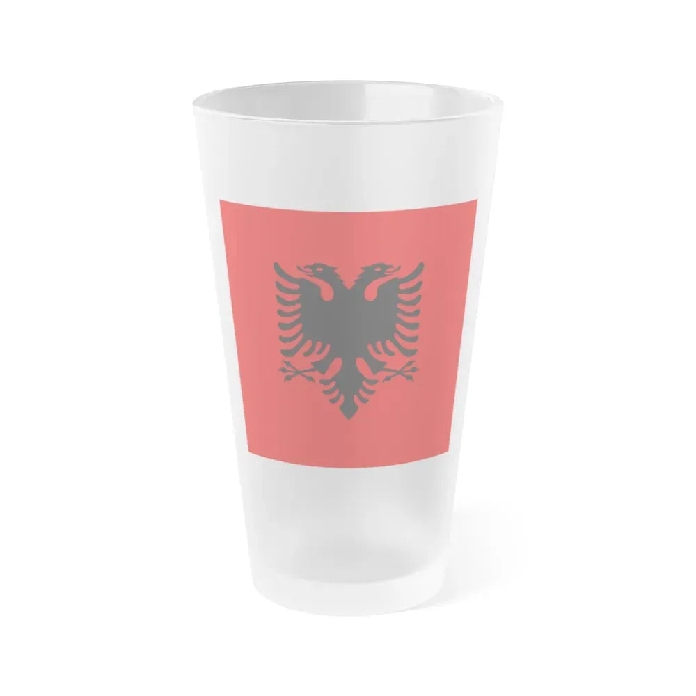 Flag of the President of Albania 2002 to 2014 - Frosted Pint Glass 16oz 16oz Frosted - Go Mug Yourself
