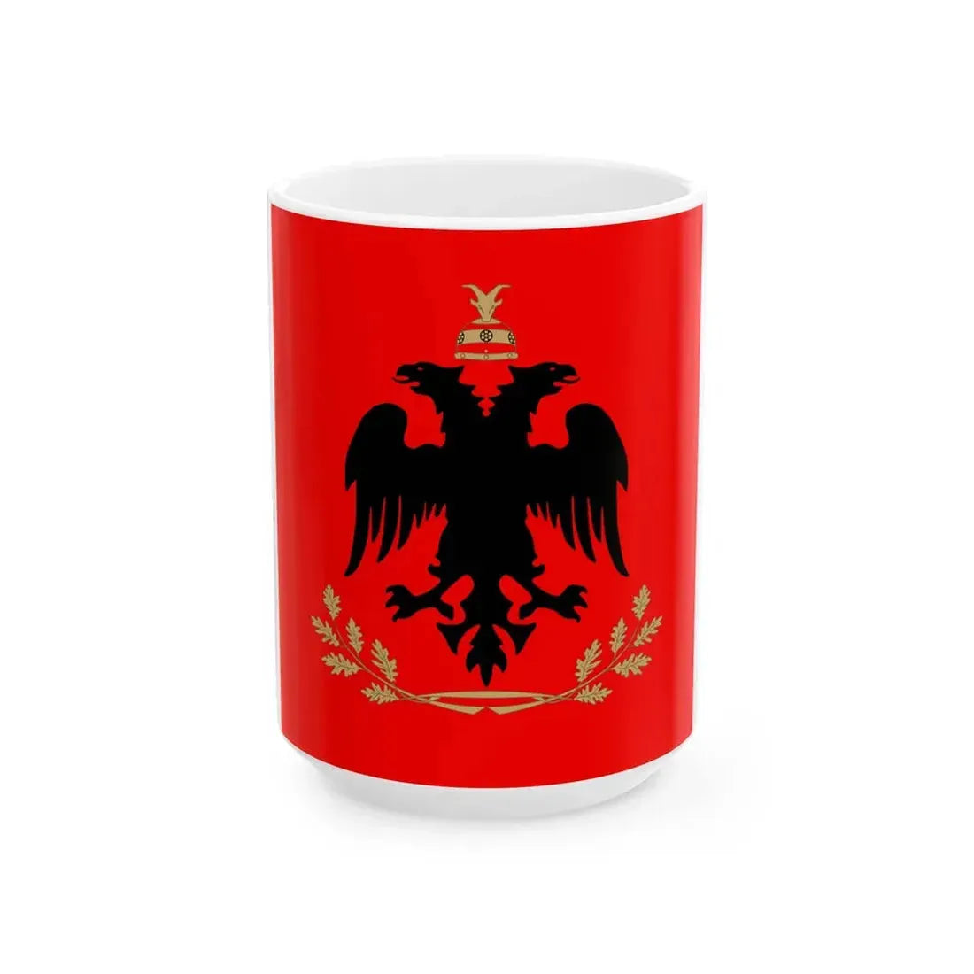 Flag of the President of Albania (Albania) White Coffee Mug 15oz - Go Mug Yourself