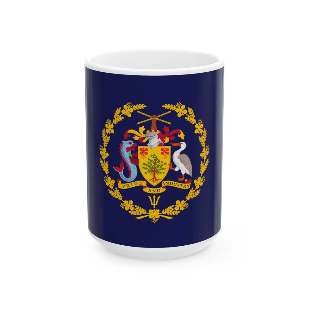 Flag of the President of Barbados (Barbados) White Coffee Mug 15oz - Go Mug Yourself