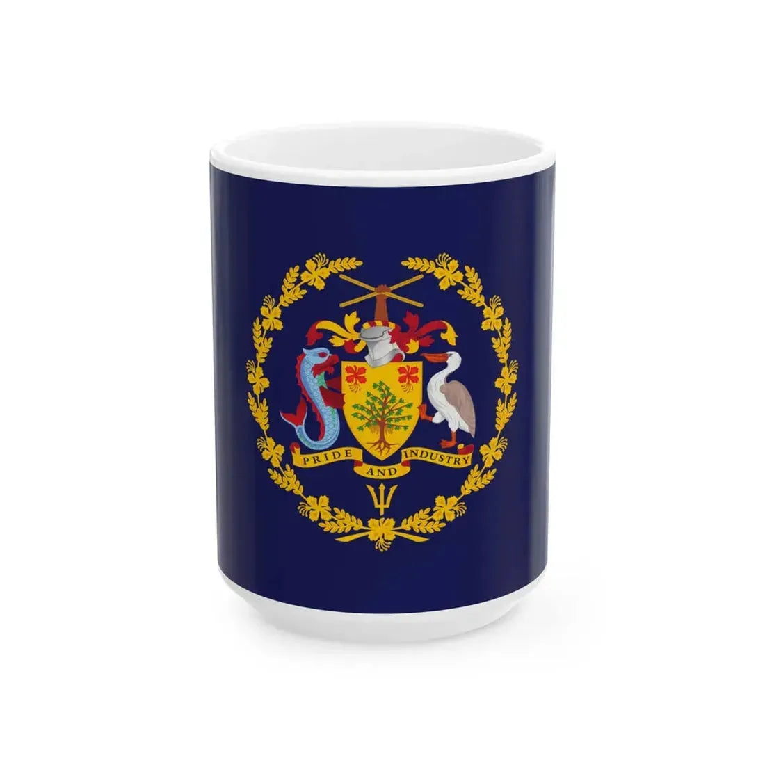 Flag of the President of Barbados (Barbados) White Coffee Mug 15oz - Go Mug Yourself