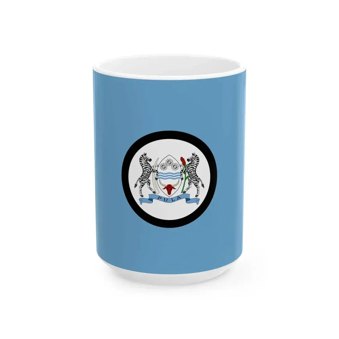 Flag of the President of Botswana (Botswana) White Coffee Mug 15oz - Go Mug Yourself