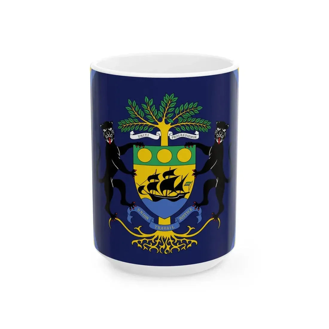 Flag of the President of Gabon (Gabon) White Coffee Mug 15oz - Go Mug Yourself
