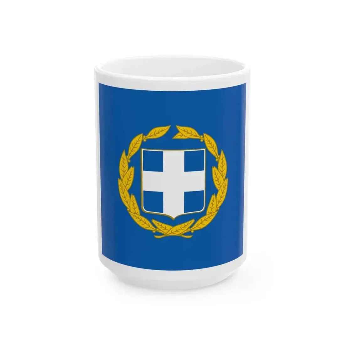 Flag of the President of Greece (Greece) White Coffee Mug 15oz - Go Mug Yourself