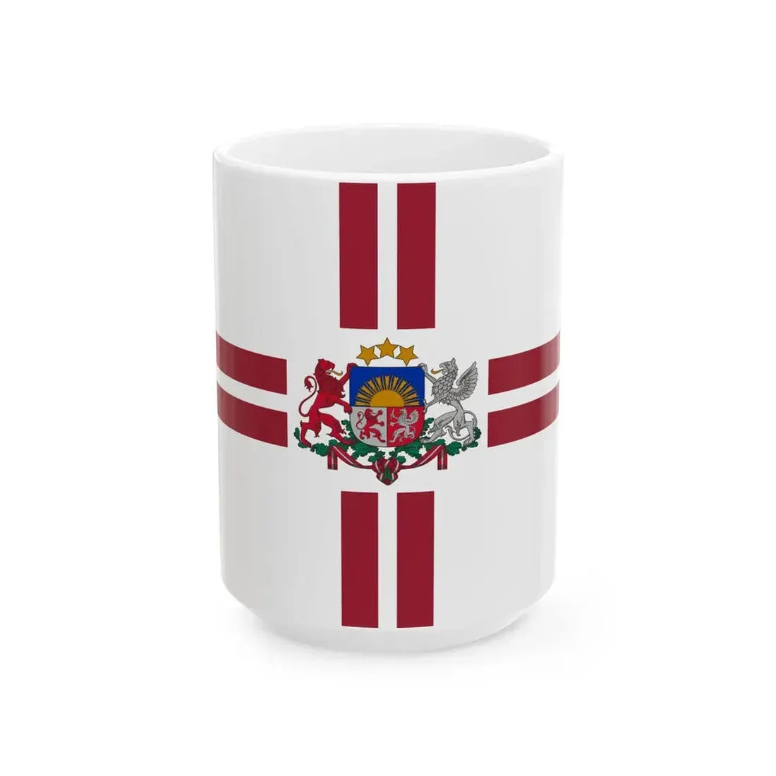 Flag of the President of Latvia (Latvia) White Coffee Mug 15oz - Go Mug Yourself