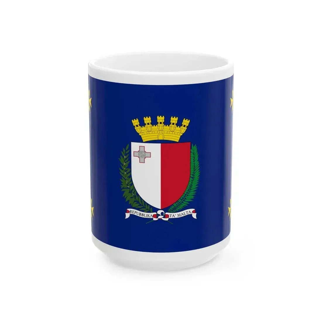 Flag of the President of Malta (Malta) White Coffee Mug 15oz - Go Mug Yourself