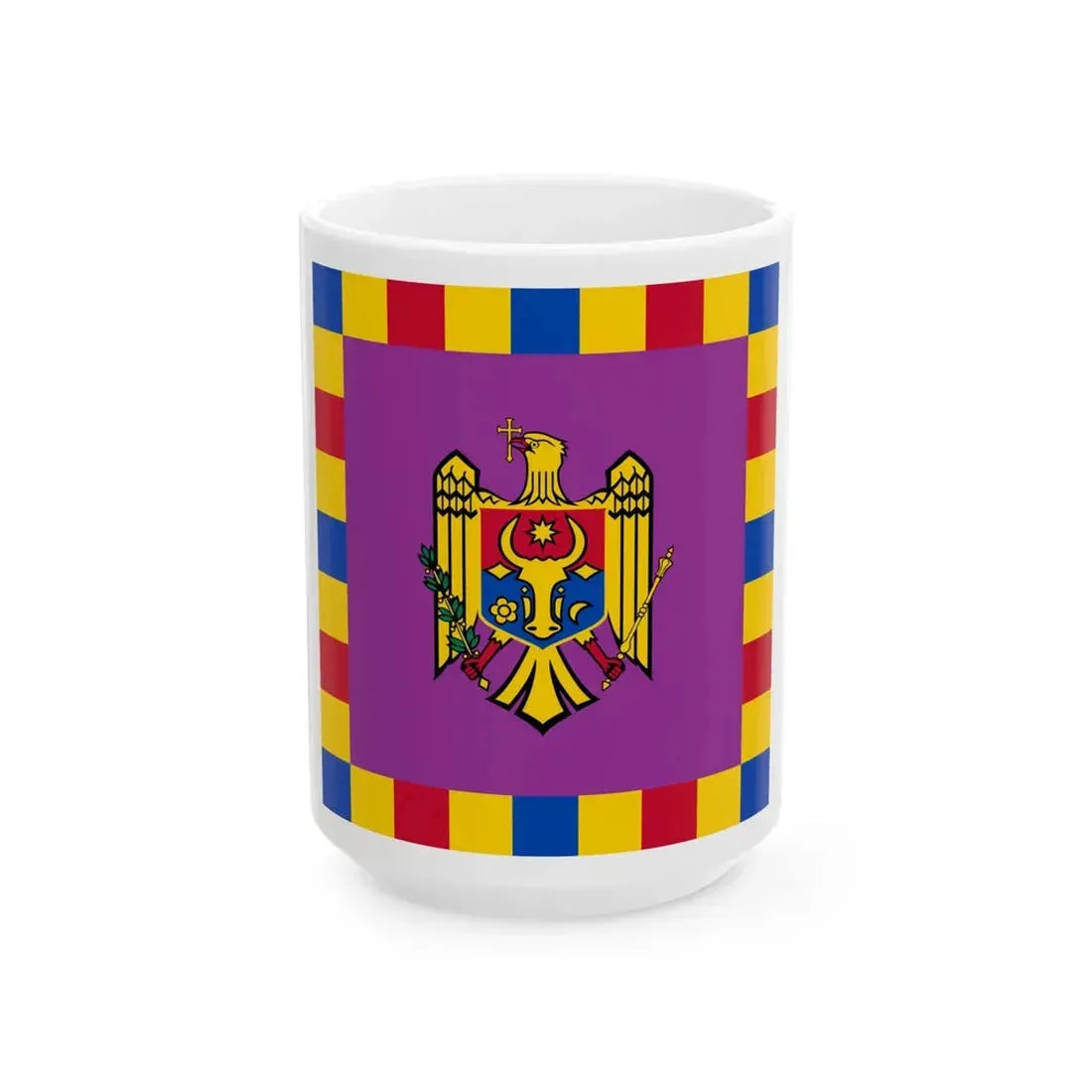 Flag of the President of Moldova (Moldova) White Coffee Mug 15oz - Go Mug Yourself