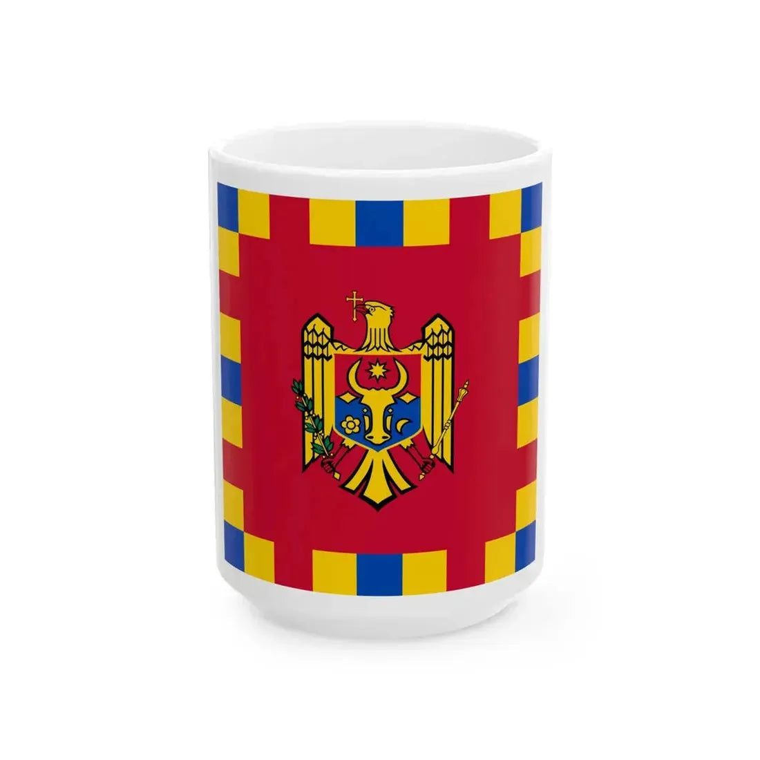 Flag of the President of the Parliament of Moldova (Moldova) White Coffee Mug 15oz - Go Mug Yourself