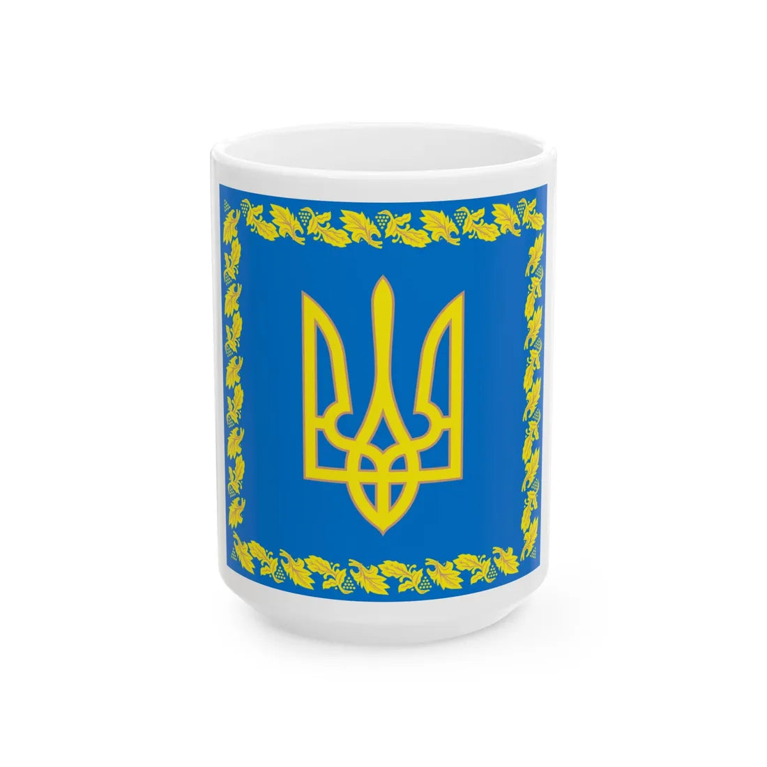 Flag of the President of Ukraine 1999-2006 detailed (Ukraine) White Coffee Mug 15oz - Go Mug Yourself