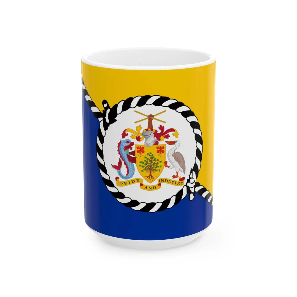 Flag of the Prime Minister of Barbados (Barbados) White Coffee Mug 15oz - Go Mug Yourself