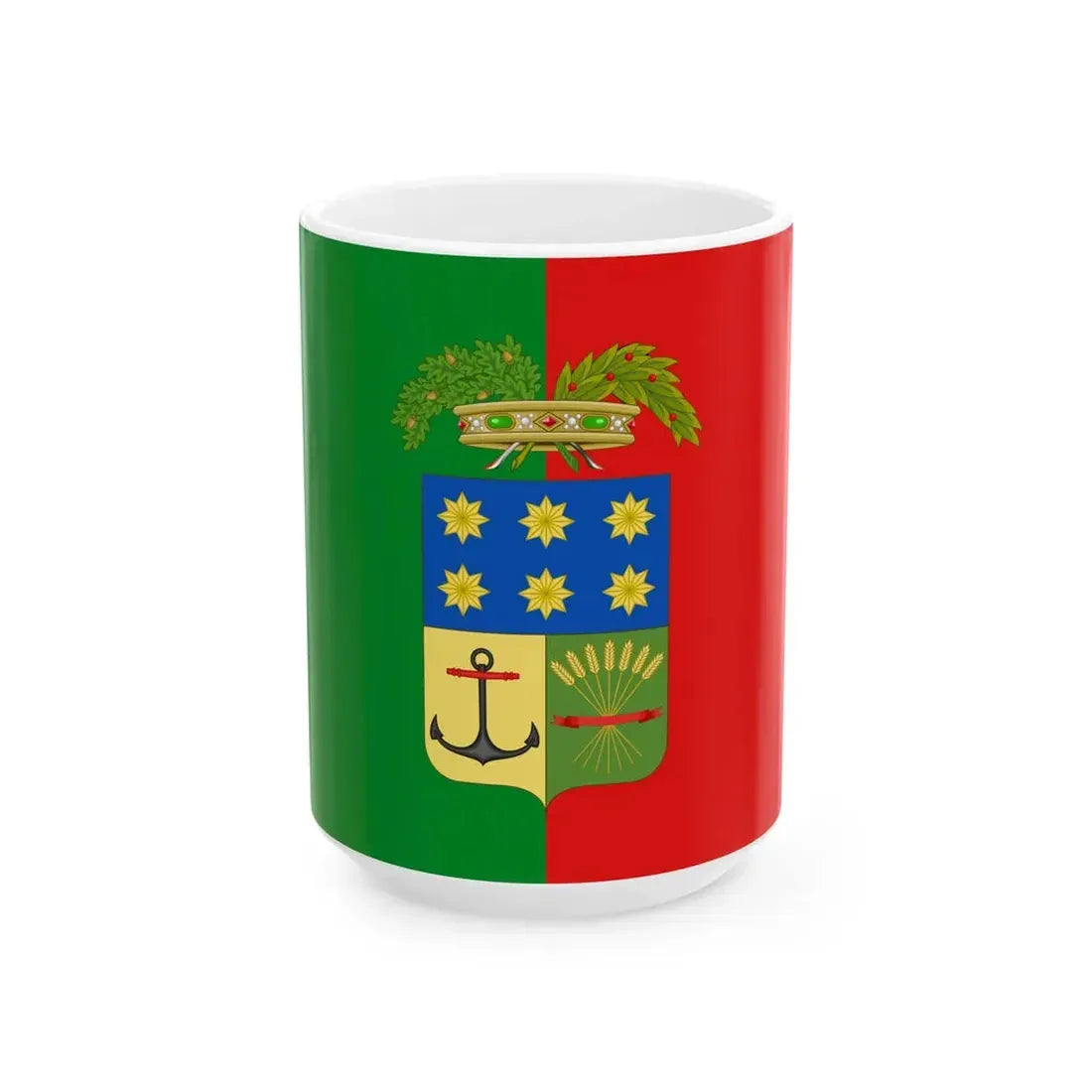 Flag of the Province of Crotone (Italy) White Coffee Mug 15oz - Go Mug Yourself