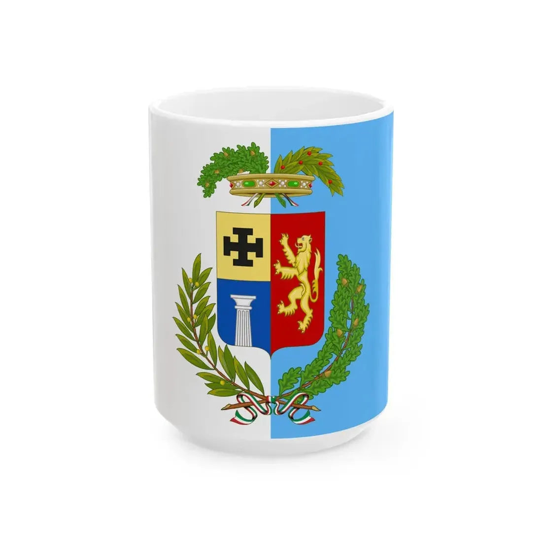Flag of the Province of Vibo Valentia (Italy) White Coffee Mug 15oz - Go Mug Yourself