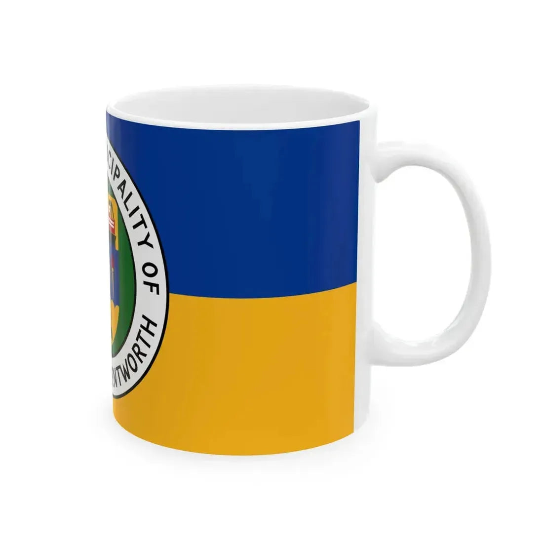 Flag of the Regional Municipality of Hamilton-Wentworth (Canada) White Coffee Mug - Go Mug Yourself