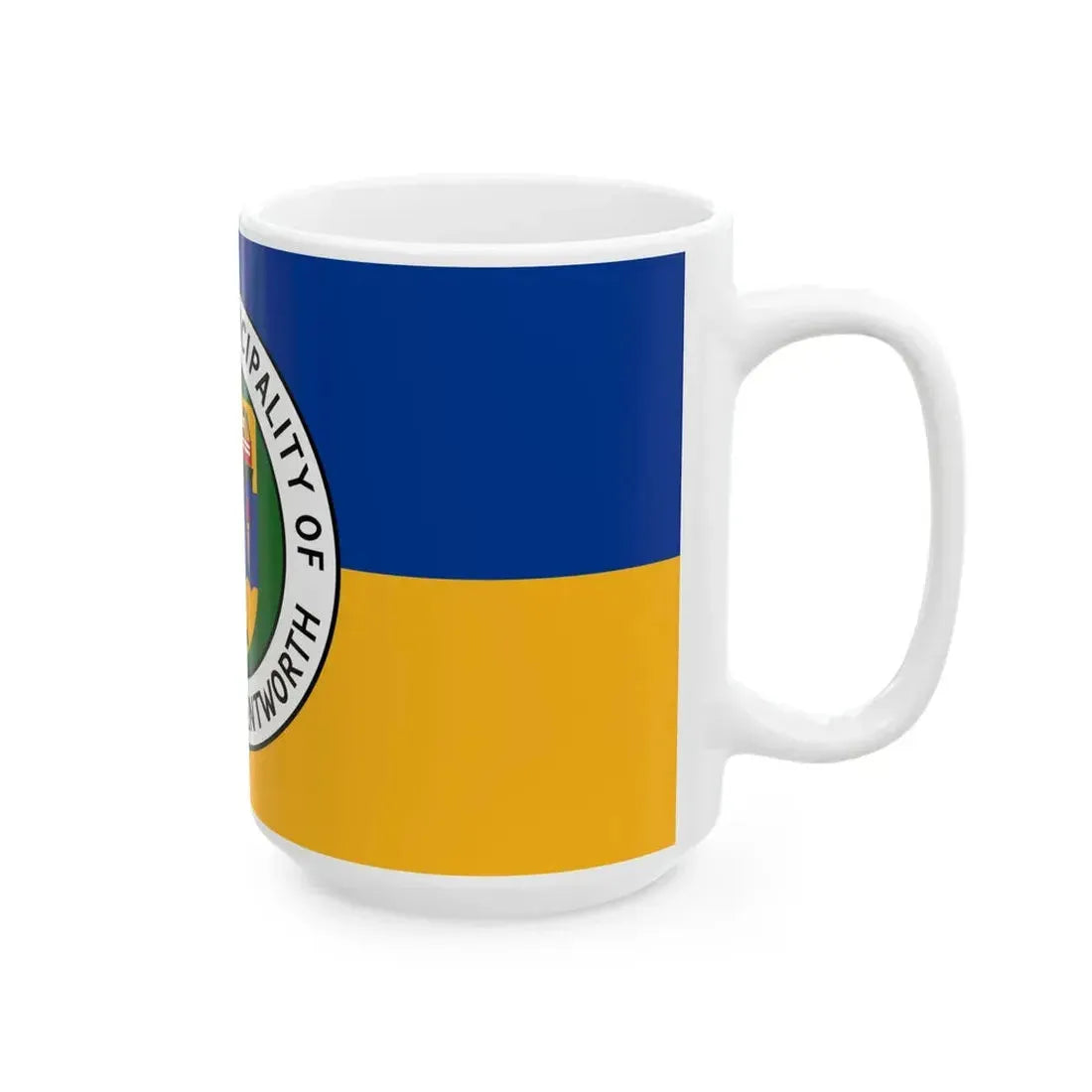 Flag of the Regional Municipality of Hamilton-Wentworth (Canada) White Coffee Mug - Go Mug Yourself