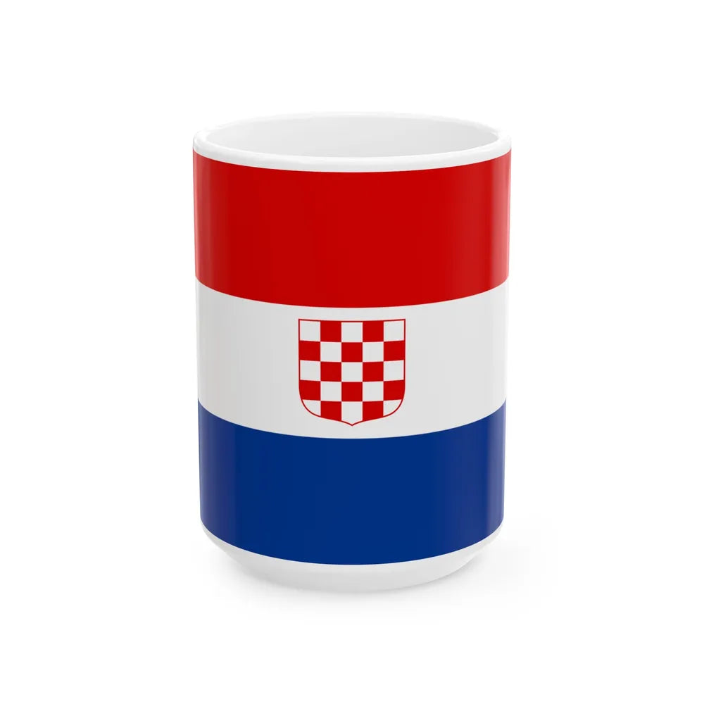 Flag of the Republic of Croatia 1990 (Croatia) White Coffee Mug 15oz - Go Mug Yourself