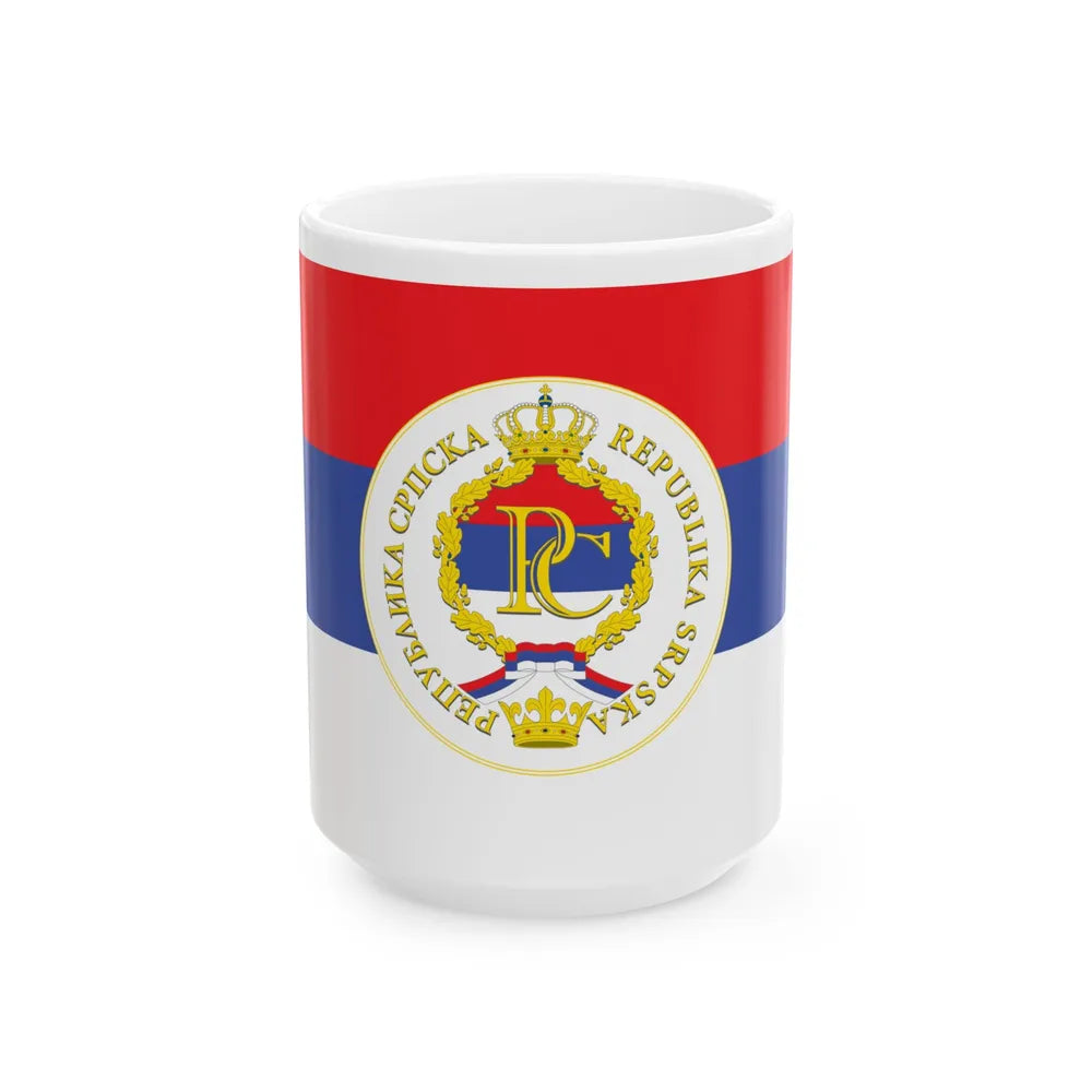 Flag of the Republika Srpska Defaced (Bosnia and Herzegovina) White Coffee Mug 15oz - Go Mug Yourself