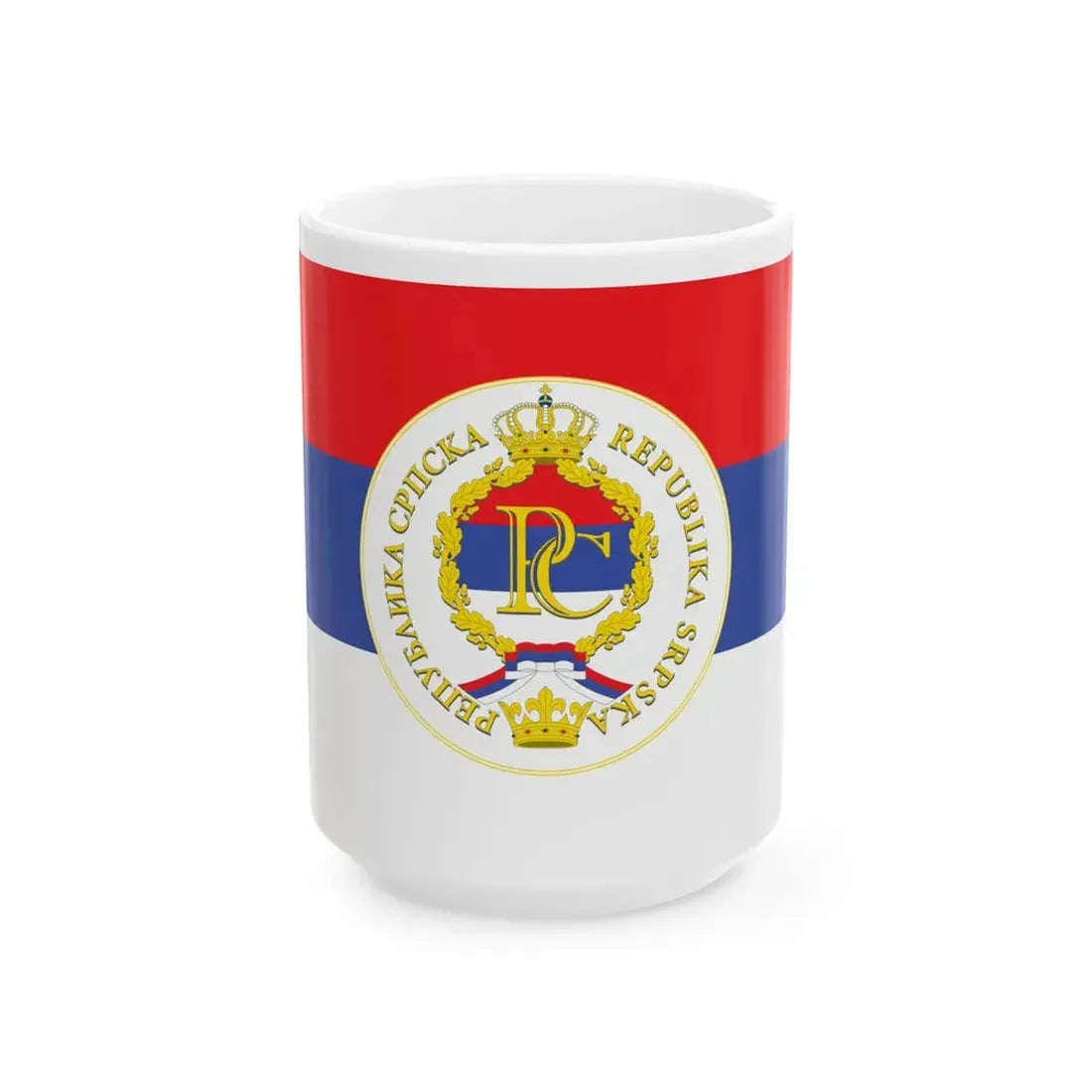 Flag of the Republika Srpska Defaced (Bosnia and Herzegovina) White Coffee Mug 15oz - Go Mug Yourself