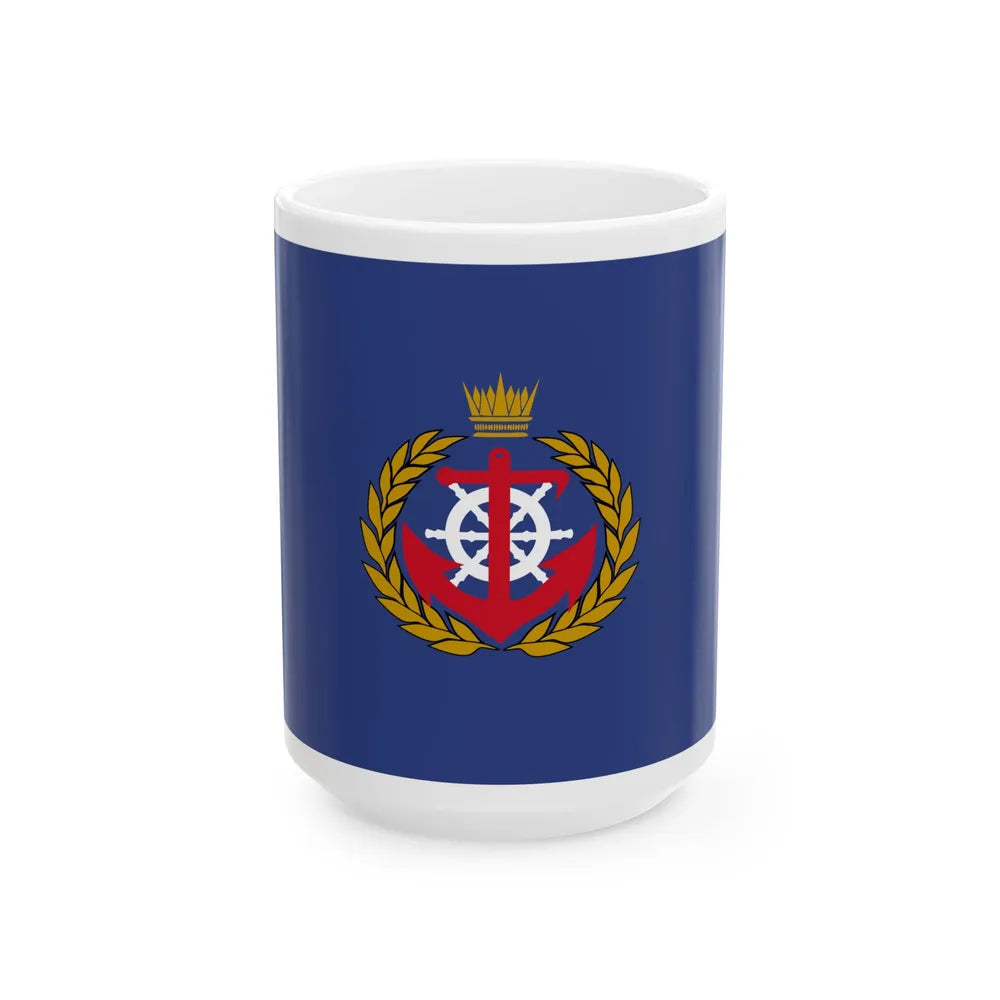 Flag of the Royal Bahrain Naval Force (Bahrain) White Coffee Mug 15oz - Go Mug Yourself