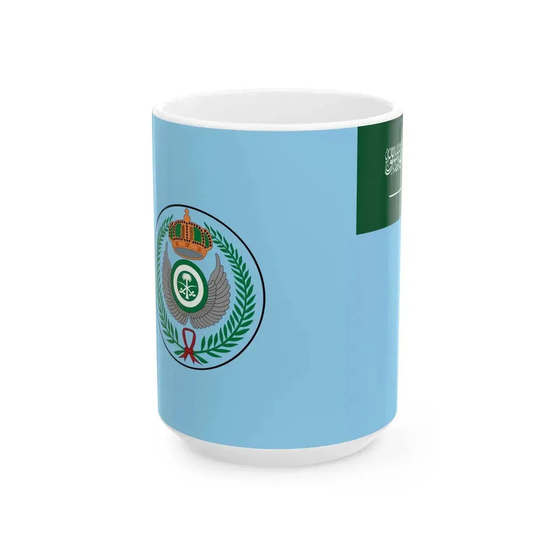 Flag of the Royal Saudi Air Force Seal (Saudi Arabia) White Coffee Mug 15oz - Go Mug Yourself