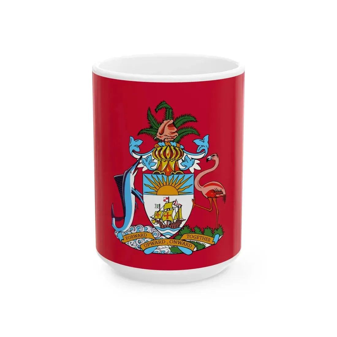 Flag of the Senate of the Bahamas (Bahamas) White Coffee Mug 15oz - Go Mug Yourself